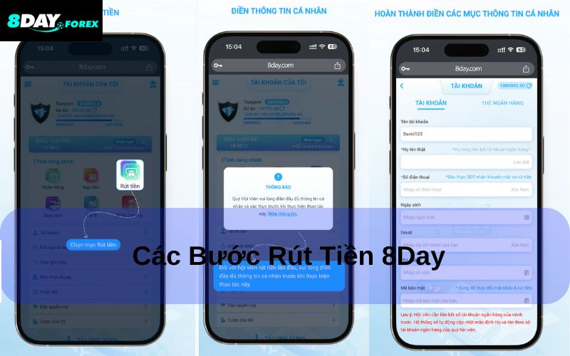 Hướng dẫn các bước Rút Tiền 8day cho game thủ